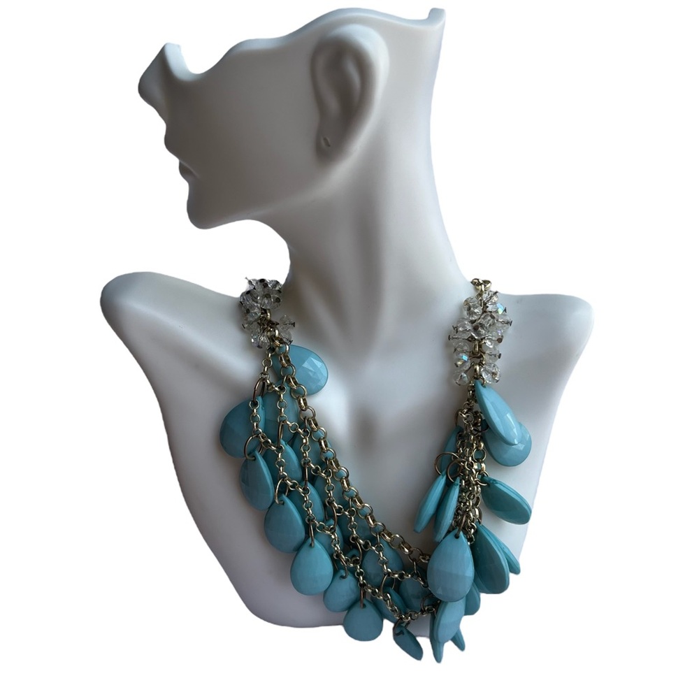 Womens multi layered‎ teardrop turquoise tone southwestern inspired necklace